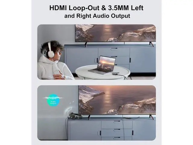 Alt view image 3 of 5 - Vszerda 4K 394ft HDMI Extender Over Cat5e / Cat6 / Cat7 Ethernet Cable with Loop-Out, Audio