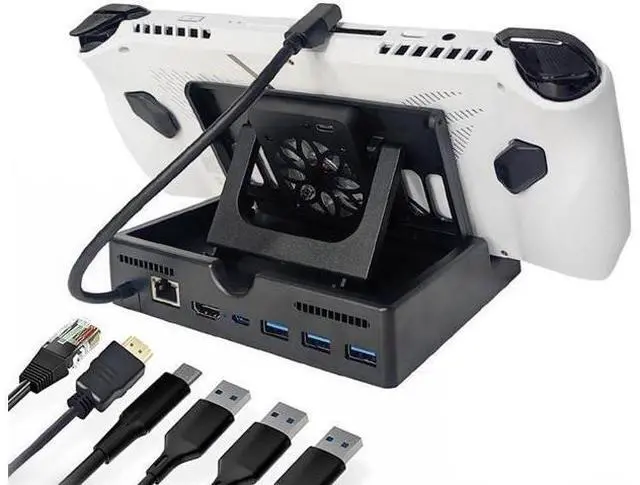Main image of Docking Station with Cooling Fan for ROG Ally/Steam Deck, Charging Dock Heat Sink with HDMI 2.0 4K@60Hz & Fast Charging & Gigabit Enternet & & USB 3.0 Port for Rog Ally Game Console (6 in 1)