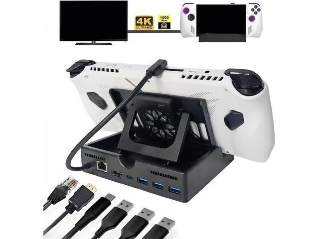 Alt view image 2 of 5 - Docking Station with Cooling Fan for ROG Ally/Steam Deck, Charging Dock Heat Sink with HDMI 2.0 4K@60Hz & Fast Charging & Gigabit Enternet & & USB 3.0 Port for Rog Ally Game Console (6 in 1)