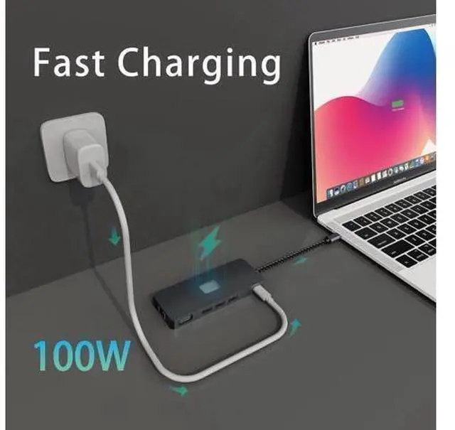Alt view image 6 of 7 - Type C Docking Station for Laptops, 11 in 1 USB C Docking Station 3 Monitors to 4K HDMI, VGA, DP, USB C Hub Multiport Adapter to 3 * 10Gbps USB 3.2, 1000M Ethernet, PD 100W, SD/TF for Laptops