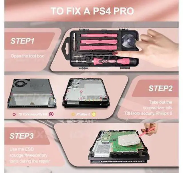 Alt view image 3 of 6 - Screwdriver Phillips,Torx,Pentalobe,Triangle Triwing,Flat Head,Star,Eyeglasses Repair Kit Pink tool box with Spudger for iPhone/Xbox/PS4 Switch Controller, Ring Doorbell,Mac