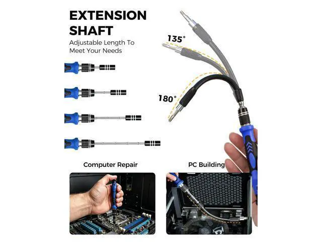 Alt view image 3 of 5 - PC Building Tool Kit 140-IN-1: Computer Tool Kit for Repair & Assembly, Precision Screwdriver Set with Magnetic Bits for Laptop, iPhone, MacBook, PS4/5, Xbox, Game Console (Blue)