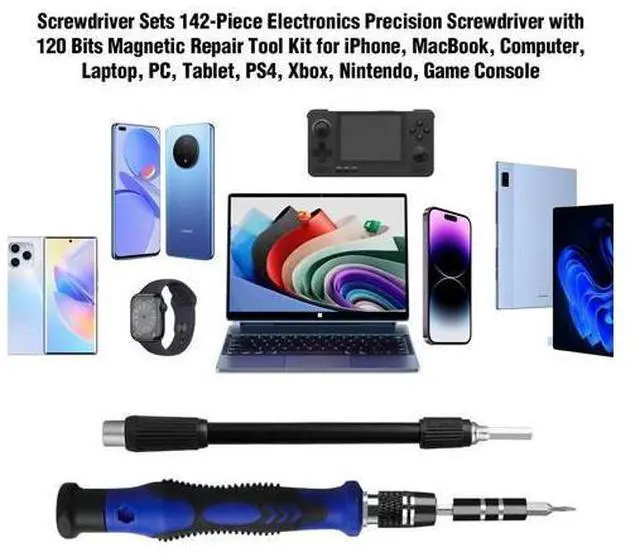 Alt view image 5 of 7 - 142 IN 1 Professional Computer Repair Tool Kit, Precision Screwdriver Set with 120 Bits Magnetic Repair Tool Kit for iPhone, MacBook, Computer, Laptop, PC, Tablet, PS4, Game Console, and Others