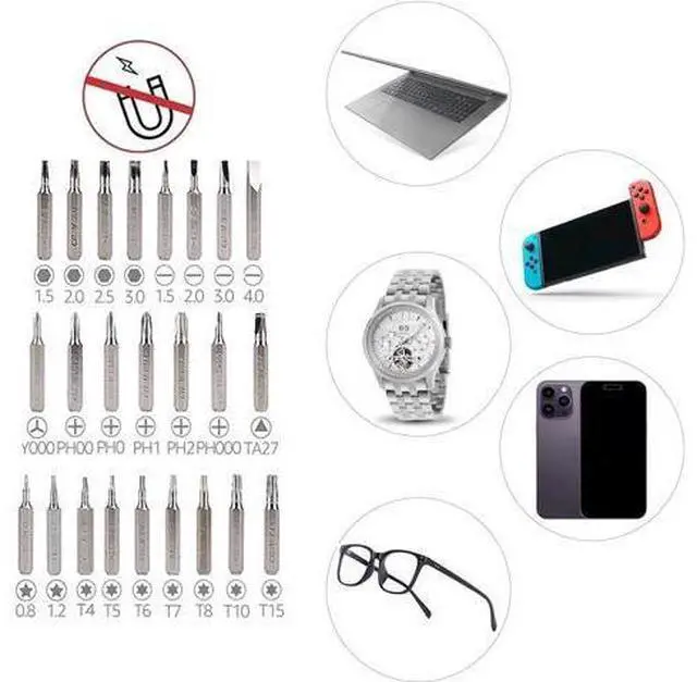 Alt view image 5 of 7 - Magnetic Ratcheting Wrench and Electronics Precision Screwdriver Tool Set, 73-Piece, with Carry Case for Household Repair, Small Jobs, Eyeglasses, Black/Red/Silver