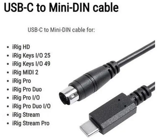 Alt view image 4 of 5 - Cutesliving Midi to USB-C, 7-Pin Midi Cable - Design for IK Multimedia iRig USB Series (HD, HD-A, Keys I/O 25, I/O49, MIDI 2, Pro, Pro Duo, Pro Duo I/O, Pro I/O, irig Stream, Stream Pro) - 3.3FT/1M