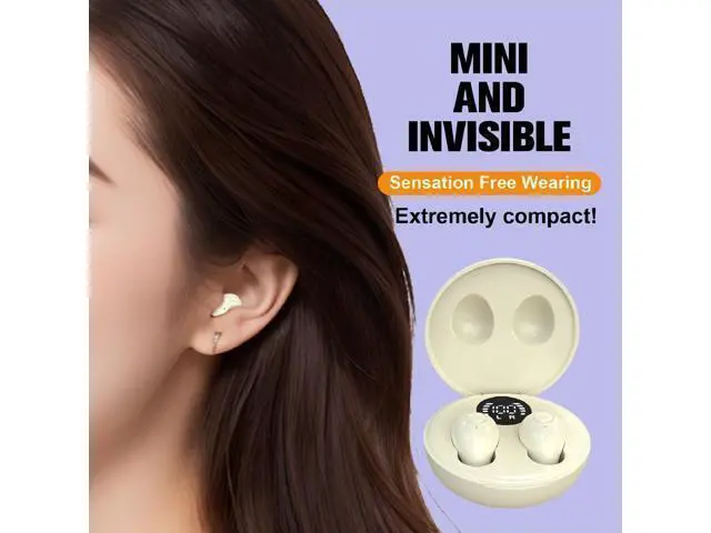 Alt view image 2 of 5 - Invisible Small Hidden Mini Earbuds Wireless Bluetooth Tiny Ear Buds for Smaller Ears Soft In Ear Low-Profile Headphones ENC Noise Cancelling Discreet Small Earphones for iPhone Android Work Sleeping