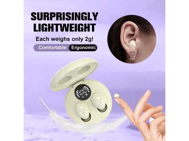 Alt view image 3 of 5 - Invisible Small Hidden Mini Earbuds Wireless Bluetooth Tiny Ear Buds for Smaller Ears Soft In Ear Low-Profile Headphones ENC Noise Cancelling Discreet Small Earphones for iPhone Android Work Sleeping