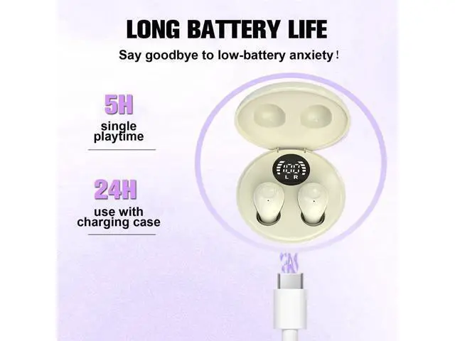 Alt view image 4 of 5 - Invisible Small Hidden Mini Earbuds Wireless Bluetooth Tiny Ear Buds for Smaller Ears Soft In Ear Low-Profile Headphones ENC Noise Cancelling Discreet Small Earphones for iPhone Android Work Sleeping