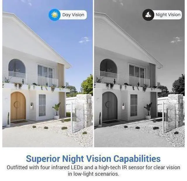 Alt view image 4 of 7 - 1080p Wireless Video Doorbell Camera for Home Security, Battery Powered, Live View, Cloud Storage, AI Human Detection, Night Vision, Two Way Audio, Indoor Outdoor Surveillance, 2.4G Wi-Fi only