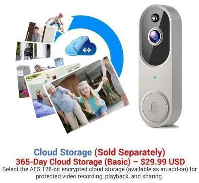 Alt view image 5 of 7 - 1080p Wireless Video Doorbell Camera for Home Security, Battery Powered, Live View, Cloud Storage, AI Human Detection, Night Vision, Two Way Audio, Indoor Outdoor Surveillance, 2.4G Wi-Fi only