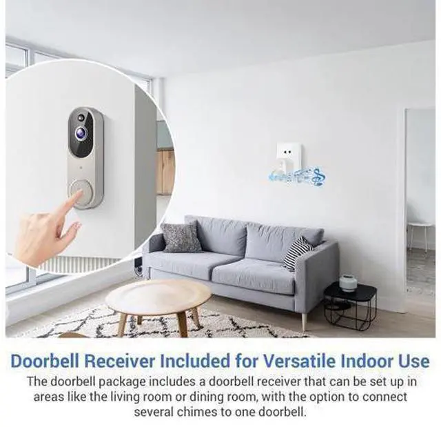 Alt view image 7 of 7 - 1080p Wireless Video Doorbell Camera for Home Security, Battery Powered, Live View, Cloud Storage, AI Human Detection, Night Vision, Two Way Audio, Indoor Outdoor Surveillance, 2.4G Wi-Fi only