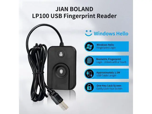Alt view image 2 of 7 - USB Fingerprint Reader for Windows10/11, Windows Hello Fingerprint Reader One-Click Lock Screen,Auto Driver Setup with 5ft Cable-Windows Password-Free Login