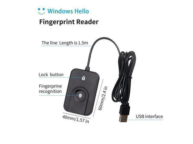 Alt view image 6 of 7 - USB Fingerprint Reader for Windows10/11, Windows Hello Fingerprint Reader One-Click Lock Screen,Auto Driver Setup with 5ft Cable-Windows Password-Free Login