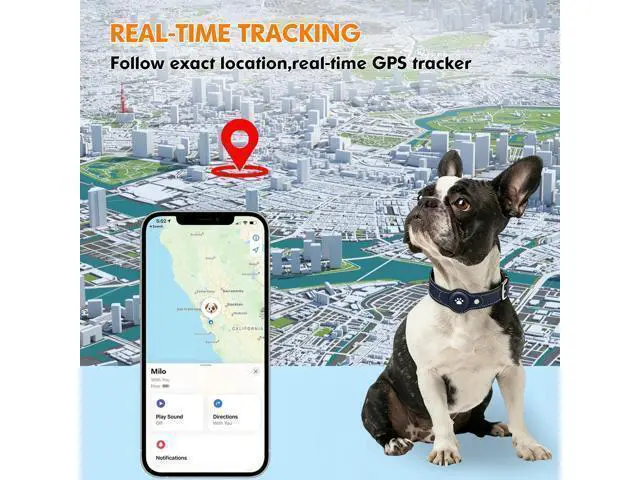 Alt view image 2 of 7 - 2-in-1 GPS Tracker for Dogs: Smart Pet Collar with Real-Time Tracking,No Monthly Fee/Subscription (iOS Only) Waterproof, Anti-Lost,365-Day Long Battery Life GPS Tracker Dog Collar(Tracker Included)