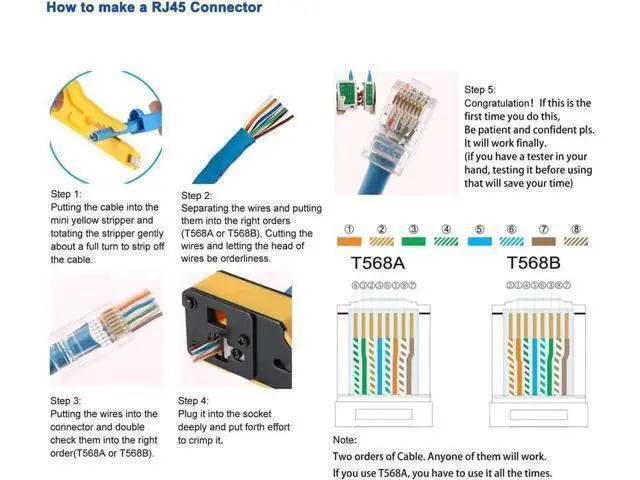 Alt view image 4 of 6 - RJ45 Crimp Tool Kit Pass Through Crimper RJ45 Crimping Tool Stripper Cutter Crimper All-in-One for 8P RJ45 Cat5 Cat5e Cat6 Cat6a 6P RJ11/12 Telephone Connectors With Cable Tester 50PCS Connectors 50PC