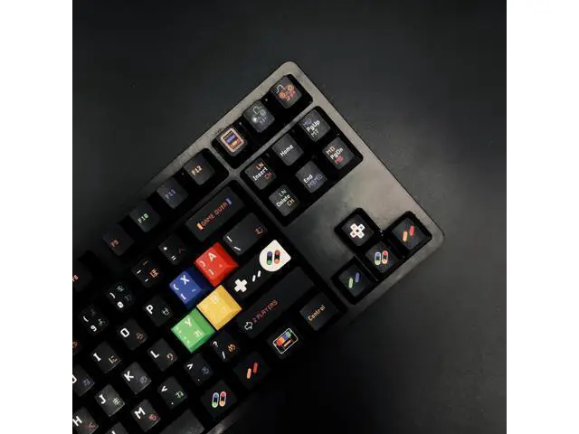 Alt view image 5 of 5 - Aifei SFC Keycaps 142 Keys PBT Dye Sublimation Cherry Black White Japanese Mechanical Keyboard Game PC AULA F75 Anne Pro 2