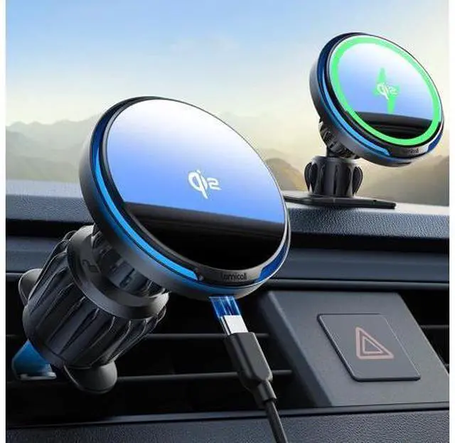 Main image of 15W for QI2 Magsafe Car Mount Charger - RGB LED360° Wireless Car Phone Holder Vent Dashboard, HandsFree Magnetic Phone Holder for Car Charging for iPhone 17 Air Pro Max Plus 16 15 14 13 12