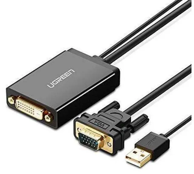 Main image of UGREEN VGA to DVI-D 24+1 Male to Female Adapter Cable Supports 1080P Full HD with 1.5ft USB Power Cord for Computer, PC, Laptop, HDTV, Projector, DVD Graphics Card and more VGA DVI enabled devices