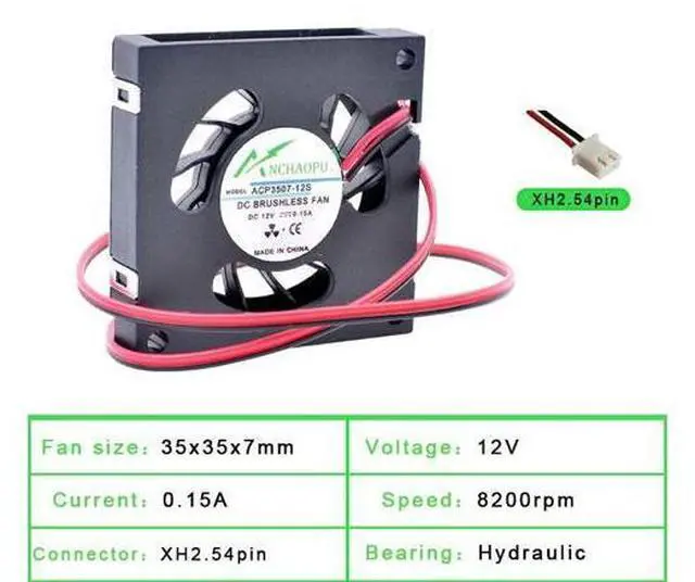 Alt view image 3 of 6 - ACP3507 3.5cm 35mm blower fan 35x35x7mm DC5V DC12V 2pin Micro centrifugal fan cooling fan for projectors and printers