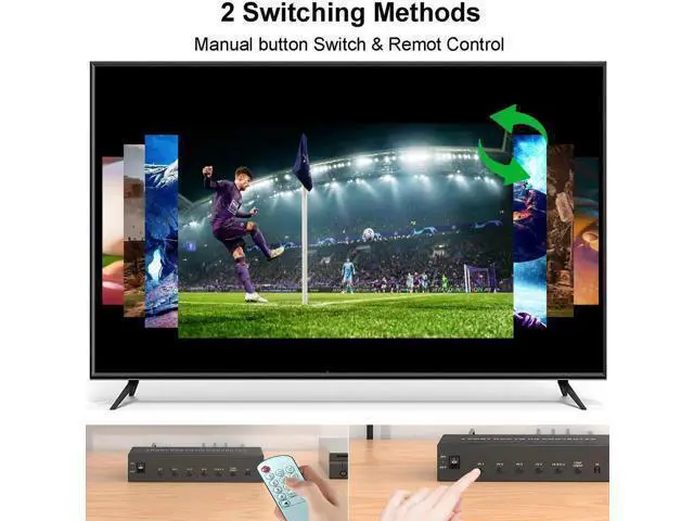 Alt view image 5 of 6 - 4 Port AV to HDMI Converter 1080P, Fit for RCA/Composite/CVBS to HDMI Converter Adapter, Support 16:9/4:3 Switch, Compatible with Wii N64 PS1 PS2 PS3 VHS VCR DVD Players etc (with Remote)
