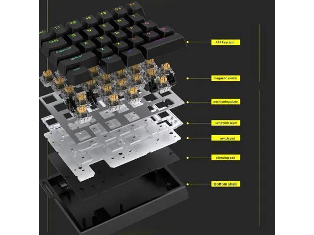 Alt view image 3 of 7 - HE30 Rapid Trigger Magnetic Switch Gaming Keyboard,One-Handed Hall Effect RGB HotSwap Adjustable Actuation 8kHz Hyper Fast Mini Macro Gasket E-Sports Keypad Ergonomic Mechanical Keyboard (White)
