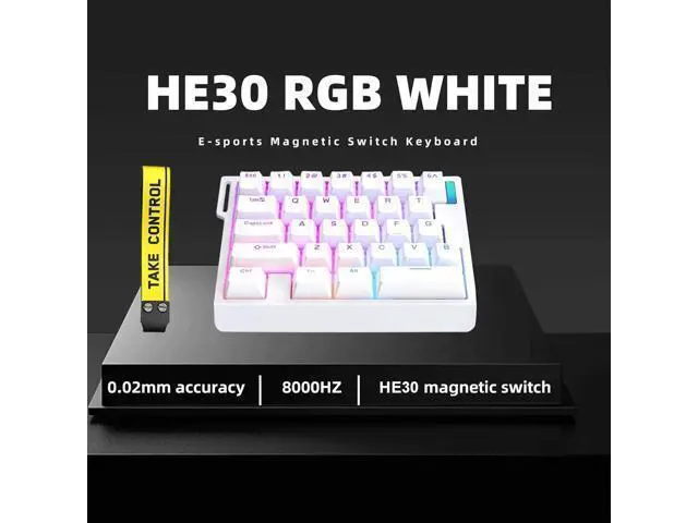 Alt view image 6 of 7 - HE30 Rapid Trigger Magnetic Switch Gaming Keyboard,One-Handed Hall Effect RGB HotSwap Adjustable Actuation 8kHz Hyper Fast Mini Macro Gasket E-Sports Keypad Ergonomic Mechanical Keyboard (White)