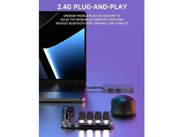 Alt view image 3 of 7 - USB Mini Macro Mechanical Gaming Keyboard, Programming KeyPad with 3 Knobs, RGB LED KeyPad Macro Support One-Handed,OSU,One-Click Start DIY Hotkeys (15Key 2.4G)