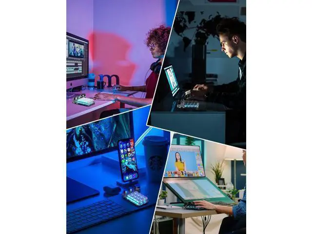 Alt view image 4 of 7 - USB Mini Macro Mechanical Gaming Keyboard, Programming KeyPad with 3 Knobs, RGB LED KeyPad Macro Support One-Handed,OSU,One-Click Start DIY Hotkeys (15Key 2.4G)