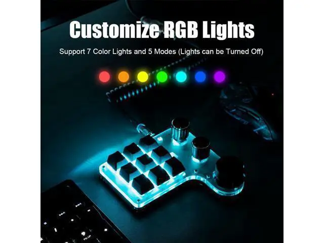 Alt view image 5 of 7 - USB Mini Macro Mechanical Gaming Keyboard, Programming KeyPad with 3 Knobs, RGB LED KeyPad Macro Support One-Handed,OSU,One-Click Start DIY Hotkeys (15Key 2.4G)