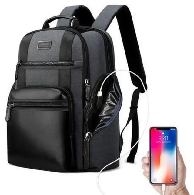 Main image of Bopai 851-014318 Fashion Outdoor Breathable Waterproof Anti-theft Three-layer Large Capacity Double Shoulder Bag,with USB Charging Port, Size: 31x17x44cm(Grey)