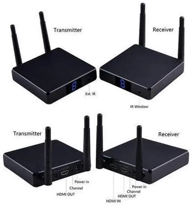 Alt view image 4 of 7 - Measy FHD686 Full HD 1080P 3D 5-5.8GHz Wireless HDMI Transmitter (Transmitter + Receiver) with Display, Supports Infrared Remote Control & Wireless Same Screen Function, Transmission Distanc