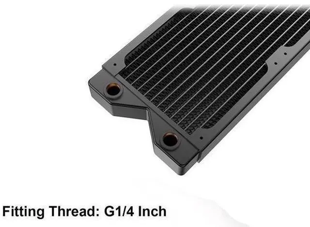 Alt view image 5 of 6 - 480mm Water Cooling Radiator, 12 Tubes Copper Water Cooler for Computer CPU Heat Sink - Liquid Heat Exchanger Dual G1/4 Thread, 1.06 inch Thickness, Black