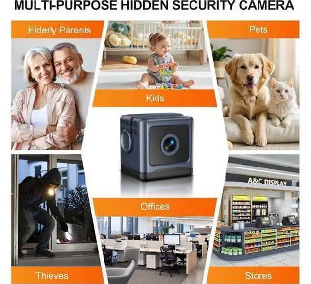 Alt view image 3 of 7 - Cámara para el hogar HD Mini cámara interior para la oficina en casa de seguridad APP Control Cámara para mascotas bebé (solo vídeo) Negro