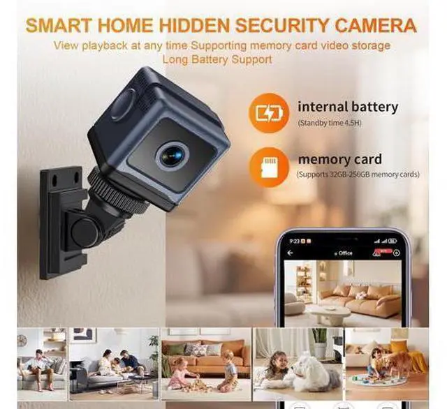 Alt view image 6 of 7 - Cámara para el hogar HD Mini cámara interior para la oficina en casa de seguridad APP Control Cámara para mascotas bebé (solo vídeo) Negro