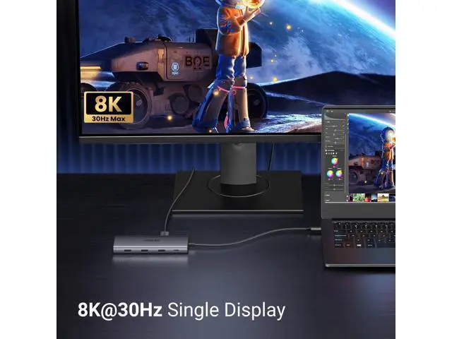 Alt view image 5 of 7 - UGREEN Docking Station 10 in 1 Revodok Pro 210 USB C Dock Dual HDMI 4K@60Hz Single 8K@30Hz 100W PD 5Gbps USB C and USB A Data Ports Gigabit Ethernet, SD/TF Card Reader USB Hub Compatible for HP,