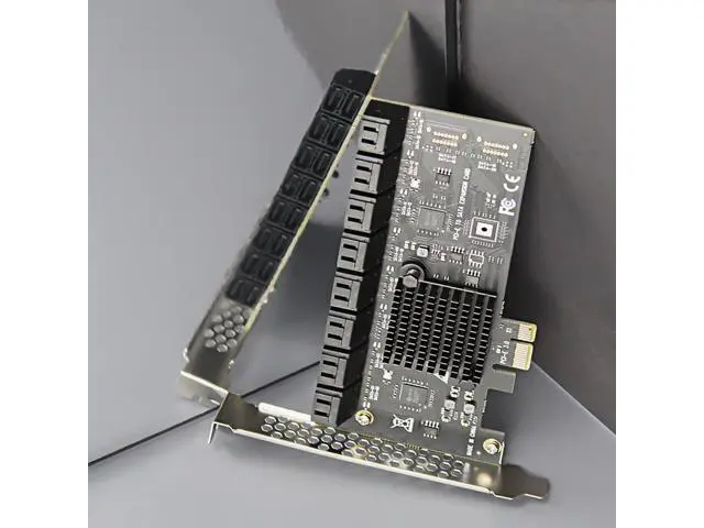 Alt view image 3 of 7 - Vszerda SA3116-C 16-Port PCIe X1 SATA Expansion Card with SATA and Power Cables, Compatible with Windows,Linux,Mac OS,NAS