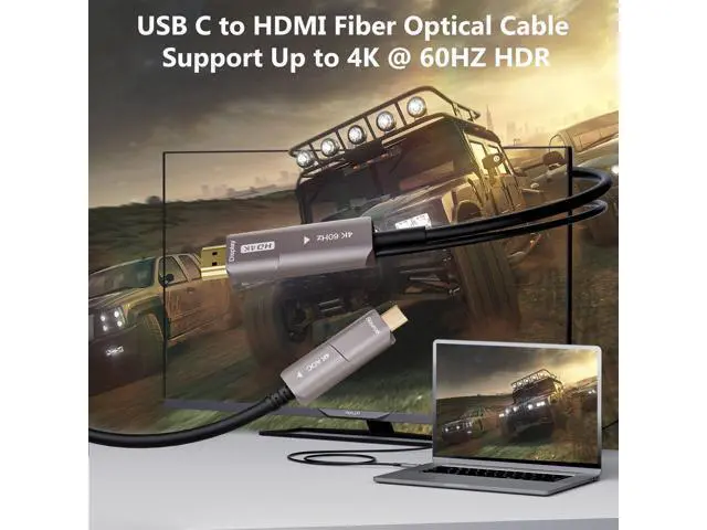 Alt view image 6 of 7 - Vszerda USB C to HDMI Optical Cable USB 3.1 Type C to HDMI 4K Thunderbolt 3/4 Compatible for MacBook Pro/Air (F0402-AOC-10M)