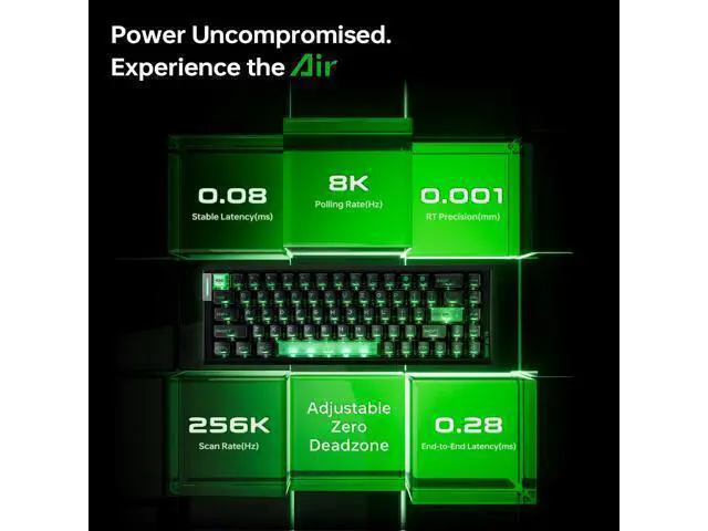 Alt view image 4 of 7 - Vszerda RS6 Air Hall Effect Gaming Keyboard, 8K Polling, 256K Scan, 0.08 ms Latency, Adjustable 0.0013.3 mm RT, Hard Gasket 5-Layer, Aluminum Plate, 65% 68-Key (Pink-Zen)