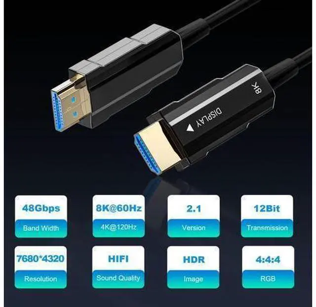 Alt view image 2 of 7 - Vszerda 8K HDMI 2.1 Cable 133ft, Long Fiber Optic HDMI Cable, Ultra High Speed Thin HDMI Cord, 48Gbps, 8K@60Hz 4K@120Hz, Dynamic HDR, Dolby, HDCP 2.2&2.3, 3D, for HDTV Monitor Game Laptop Home Theatre