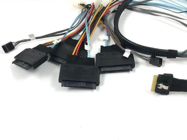 Alt view image 2 of 2 - Vszerda SlimSAS 8i SFF-8654 to 4 U.3 SFF-8639 Cable - 1 Meter