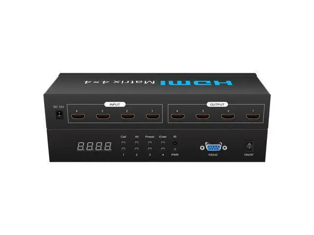 Alt view image 2 of 7 - Vszerda HDMI Matrix Switch 4x4,4K HDMI Matrix Switcher Splitter 4 in 4 Out Box with with RS232&IR&Button Hand Control for PS4 Camera PC to TV Monitor
