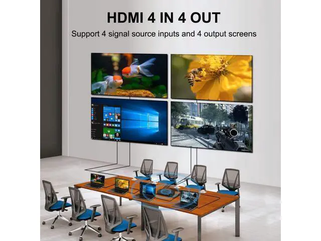 Alt view image 4 of 7 - Vszerda HDMI Matrix Switch 4x4,4K HDMI Matrix Switcher Splitter 4 in 4 Out Box with with RS232&IR&Button Hand Control for PS4 Camera PC to TV Monitor