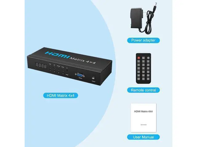 Alt view image 7 of 7 - Vszerda HDMI Matrix Switch 4x4,4K HDMI Matrix Switcher Splitter 4 in 4 Out Box with with RS232&IR&Button Hand Control for PS4 Camera PC to TV Monitor