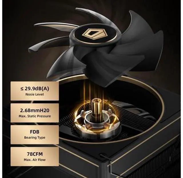 Alt view image 4 of 7 - ID-COOLING FROZN A620 GDL Limited Edition Dual-Tower Air CPU Cooler, 6 Heatpipes, Dual 120x120x27mm FDB Fans, Black CPU Cooler with Golden Lines Decorated, Support LGA1851/1700/1200/115X; AMD AM5/AM4