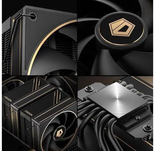Alt view image 5 of 7 - ID-COOLING FROZN A620 GDL Limited Edition Dual-Tower Air CPU Cooler, 6 Heatpipes, Dual 120x120x27mm FDB Fans, Black CPU Cooler with Golden Lines Decorated, Support LGA1851/1700/1200/115X; AMD AM5/AM4