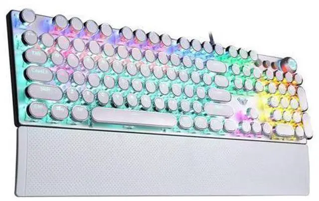 Alt view image 2 of 7 - Vszerda Mechanical Keyboard Mouse Combo,F2088 Wired Typewriter Style Mechanical Keyboard White + S12PRO Wired Gaming Mouse White
