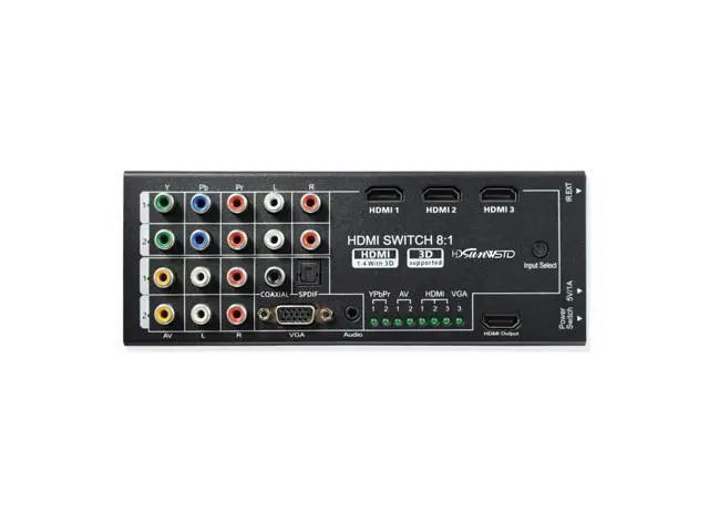 Alt view image 4 of 6 - Multi-Functional HDMI Converter with 8 Inputs (VGA + AV + Ypbpr Component + HDMI) to One HDMI Output,COAXIAL Output,SPDIF Output Supports HDMI v1.4 3D