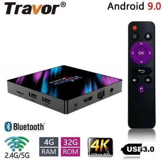 Main image of set top box H96 max tv box Android 9.0 smart tv box USB 3.0 4GB RAM RAM 32GB ROM 4K WiFi Youtube Media player 3D Set-Top