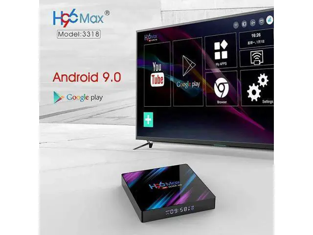 Alt view image 5 of 5 - set top box H96 max tv box Android 9.0 smart tv box USB 3.0 4GB RAM RAM 32GB ROM 4K WiFi Youtube Media player 3D Set-Top