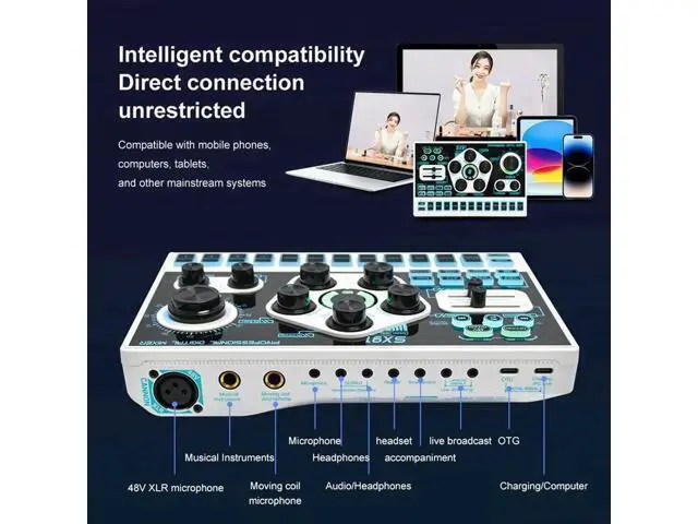 Alt view image 3 of 7 - JAENFONG SX91 Sound Card USB Sound Mixer Professional Audio Mixing Console Amplifier for Live Sing PC Computer Laptop Cellphone